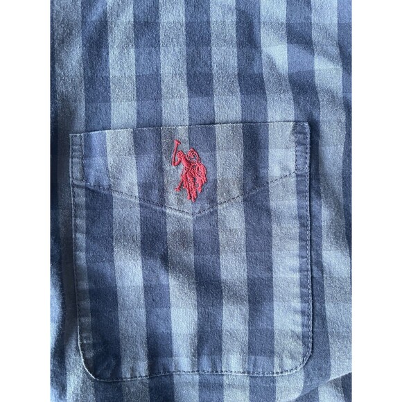 US Polo Assn Blue Plaid Checkered Long Sleeve Button Up Stretch Men’s Size 2XL - Picture 7 of 7